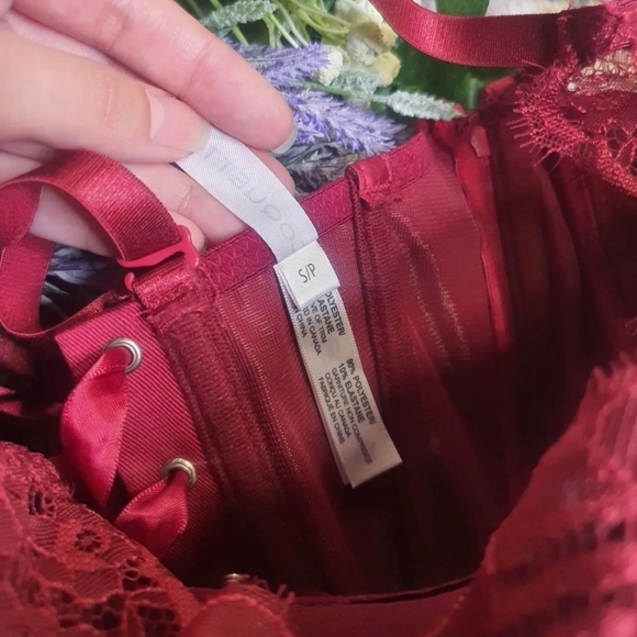 Coquette crimson satin lace detailed corset top - Picture 6 of 6